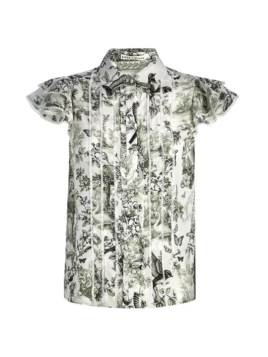 Minda Ruffle Tie Blouse Tops/Blouses Alice + Olivia
