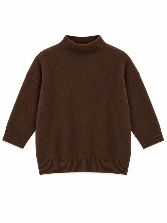 Rowan 3/4 Sleeve Mock Sweater-Sweaters-Uniquities
