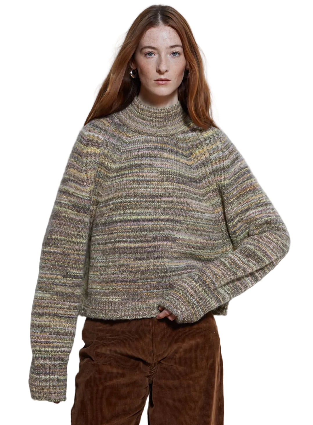 Space Dye Boxy Mock-Sweaters-Uniquities