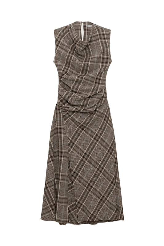 Burke Sleeveless Draped Midi Dress-Dresses-Uniquities