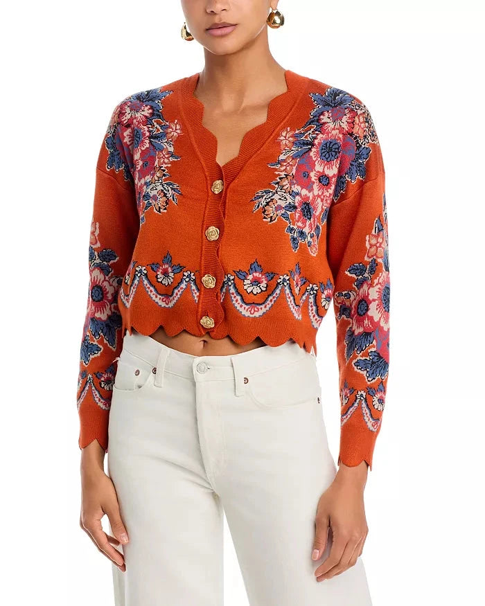 Victorian Floral Knit Cardigan