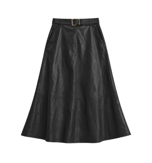 Natalie Belted Midi Skirt-Bottoms-Uniquities