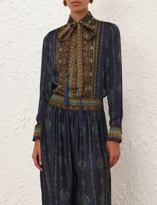 Ascent Satin Scarf Shirt-Tops/Blouses-Uniquities