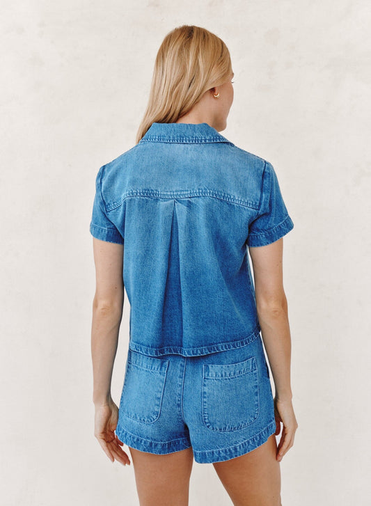 Short Sleeve Flap Pocket Shirt-Tops/Blouses-Uniquities