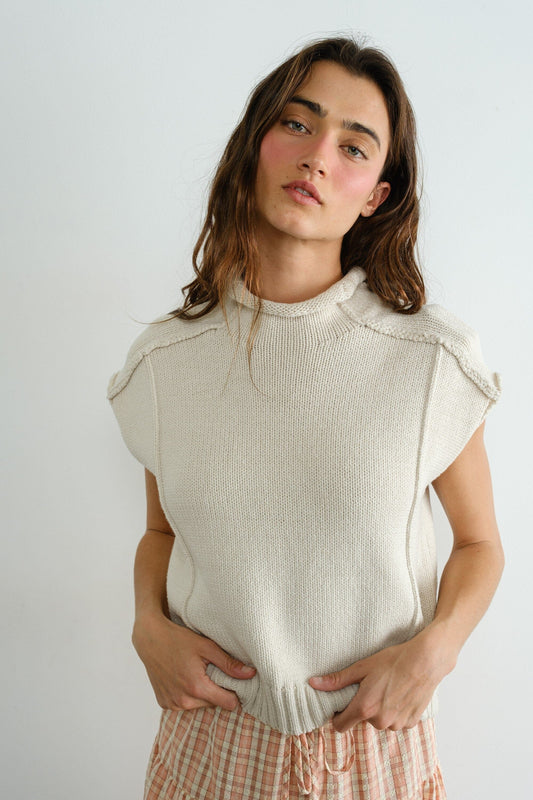 Emmie Mock Neck Vest-Sweaters-Uniquities