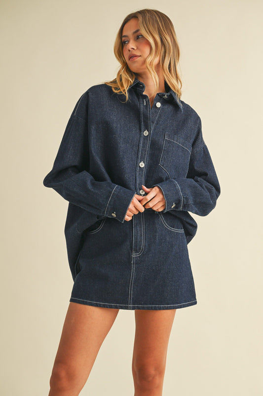 Scarlett Oversized Denim Shirt-Tops/Blouses-Uniquities