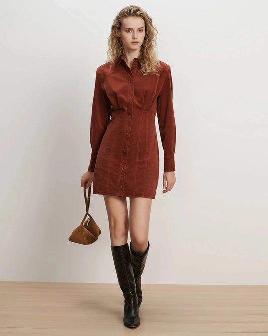 Evren Corduroy Mini Dress-Dresses-Uniquities