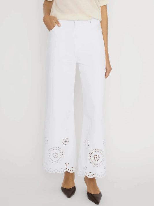 Eyelet Wide Flare-Denim-Uniquities