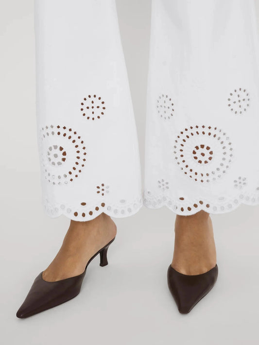 Eyelet Wide Flare-Denim-Uniquities