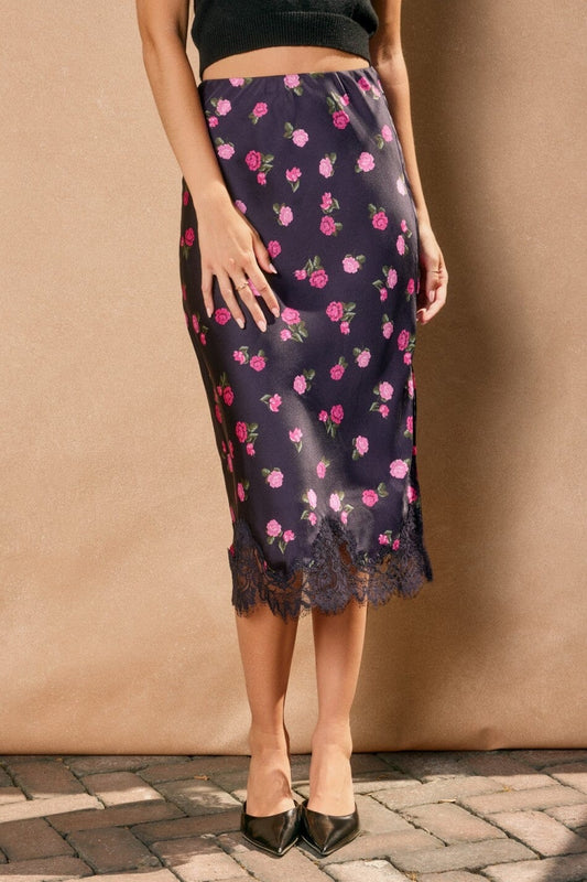 Mia Rose Lace Hem Skirt-Bottoms-Uniquities