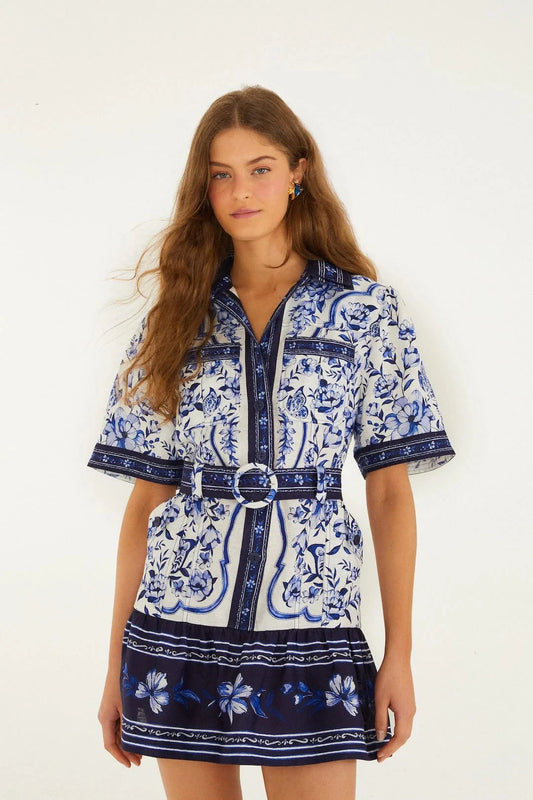 Porcelain Garden Mini Dress-Dresses-Uniquities