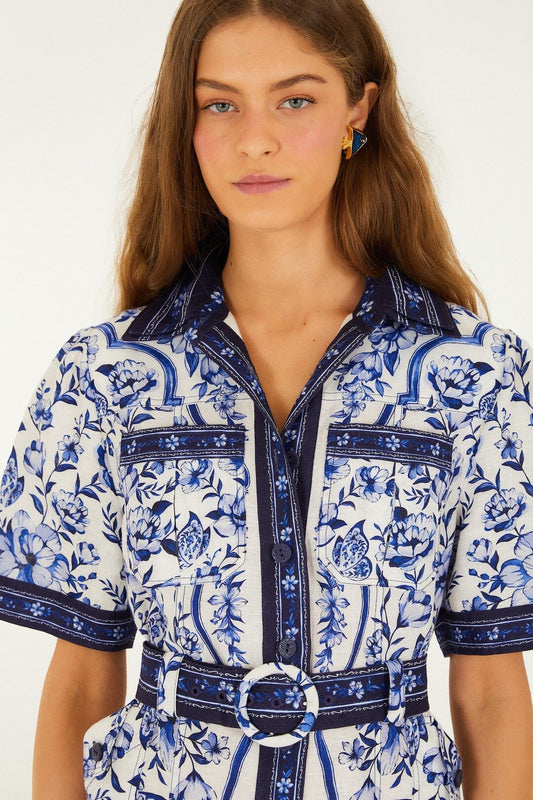 Porcelain Garden Mini Dress-Dresses-Uniquities