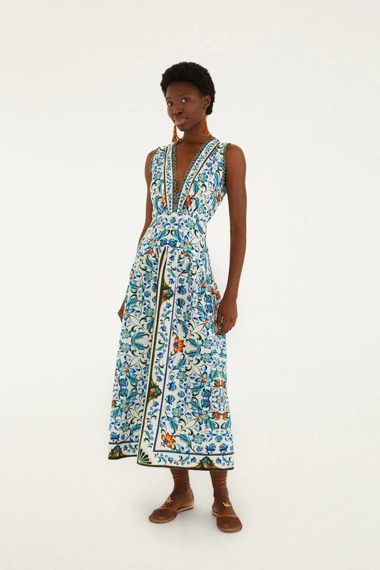 Flora Tile Midi Dress-Dresses-Uniquities