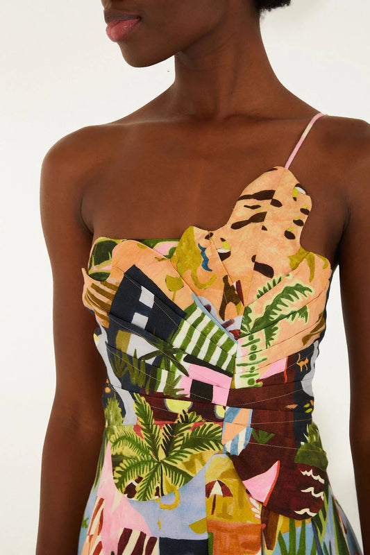 Tropical Painting Mini Dress-Dresses-Uniquities