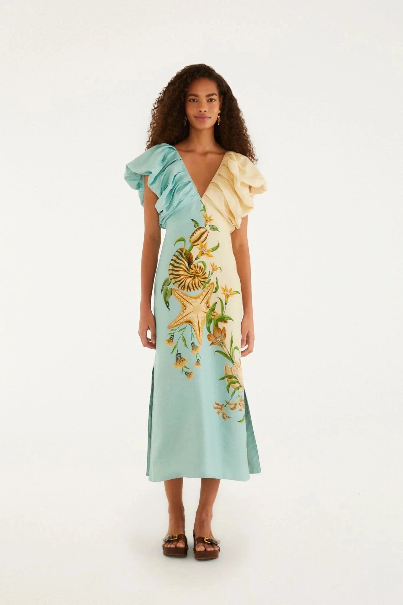 Marine Garden Midi Dress-Dresses-Uniquities