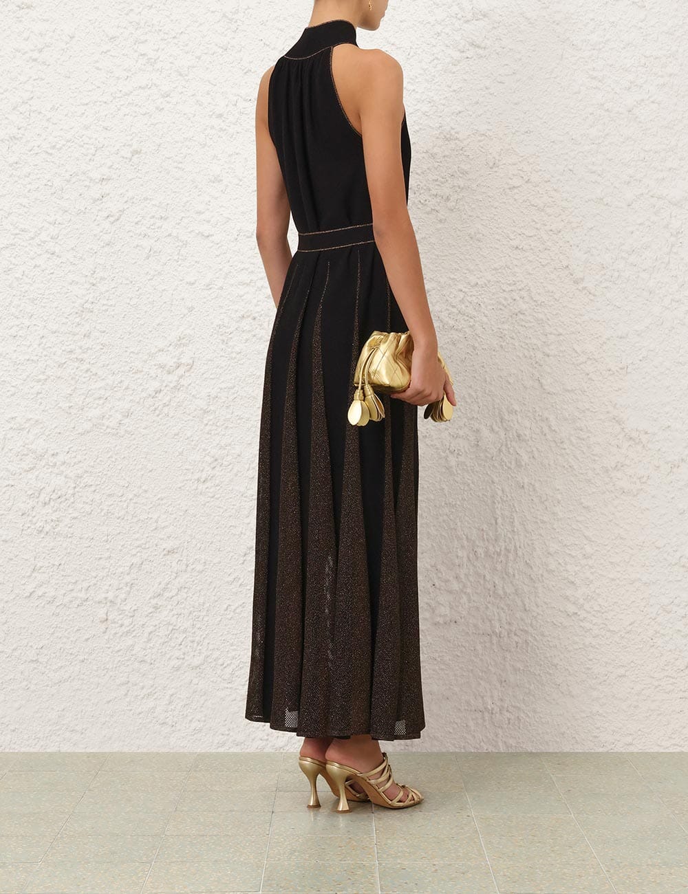 Valiant Metallic Halter Dress-Dresses-Uniquities