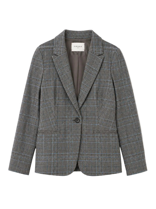 Plaid One Button Slim Blazer-Jackets-Uniquities