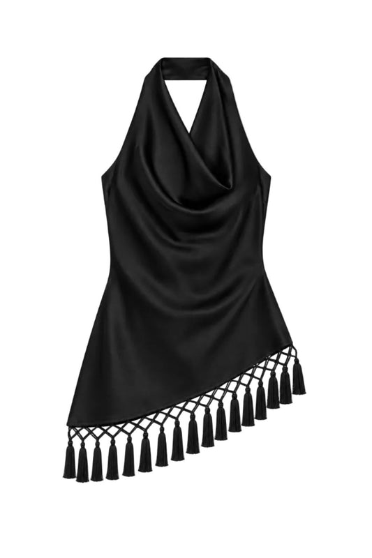 Juno Fringe Halter Top-Tops/Blouses-Uniquities
