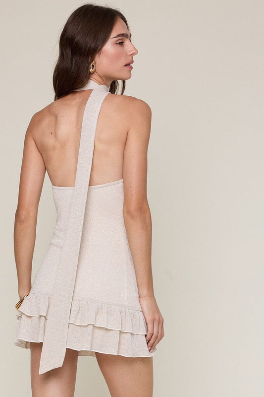 One Shoulder Ruffle Mini Dress-Dresses-Uniquities