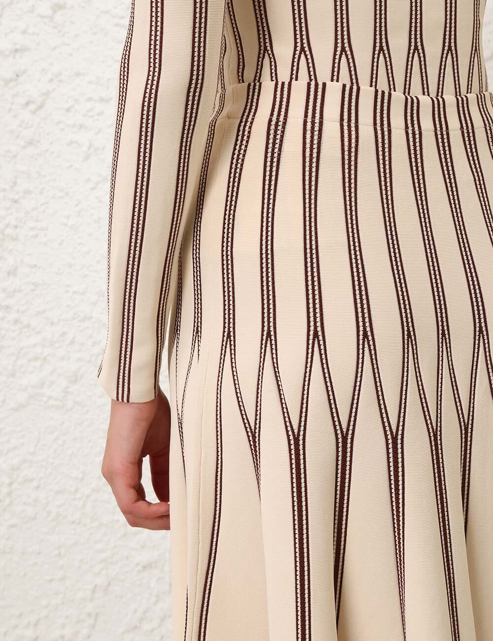 Valiant Striped Midi Skirt-Bottoms-Uniquities