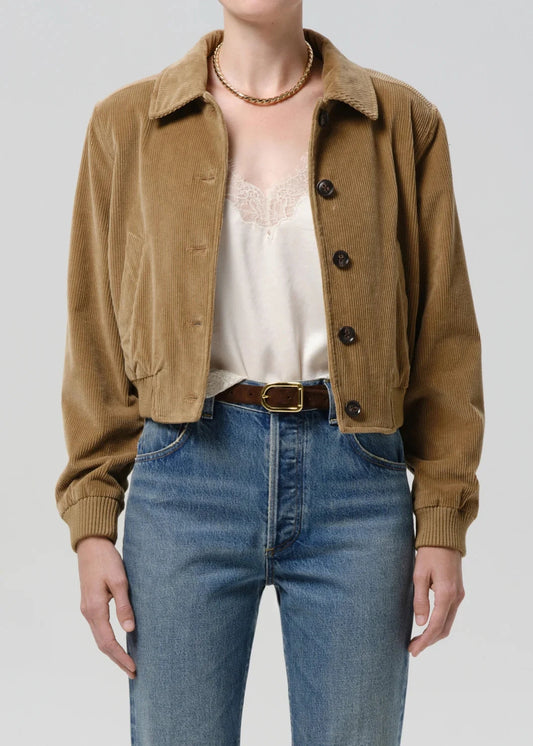 Lola Eve Bomber In Amber-Jackets-Uniquities