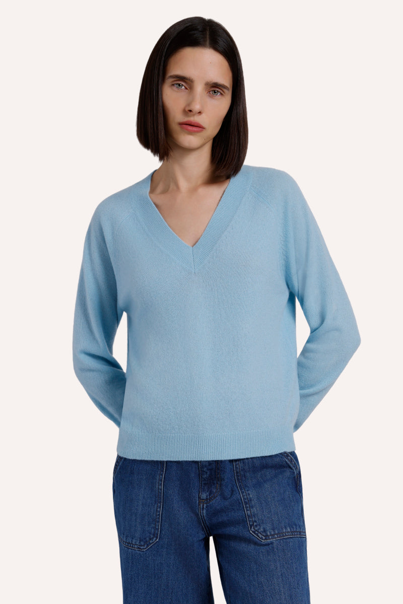 Cashmere Long Sleeve Shrunken V Neck
