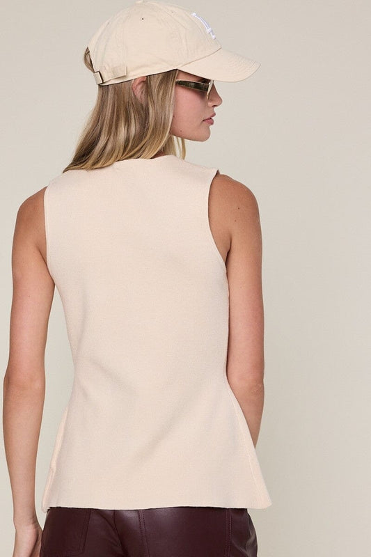 Big Button Knit Sweater Vest-Sweaters-Uniquities