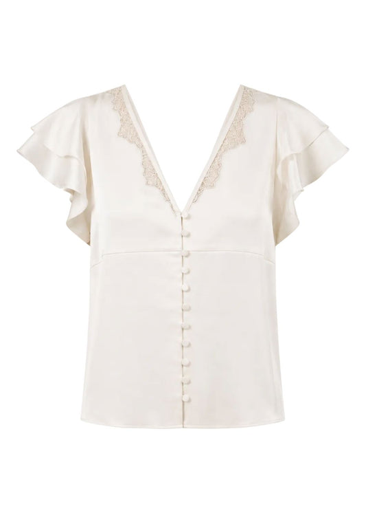 Lola Flutter Lace Sleeve Top-Tops/Blouses-Uniquities