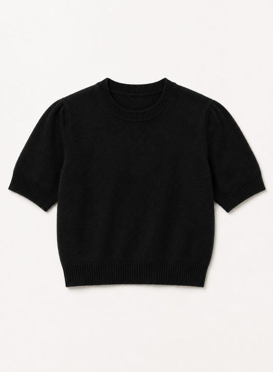 Short Sleeve Cropped Crew-Sweaters-Uniquities