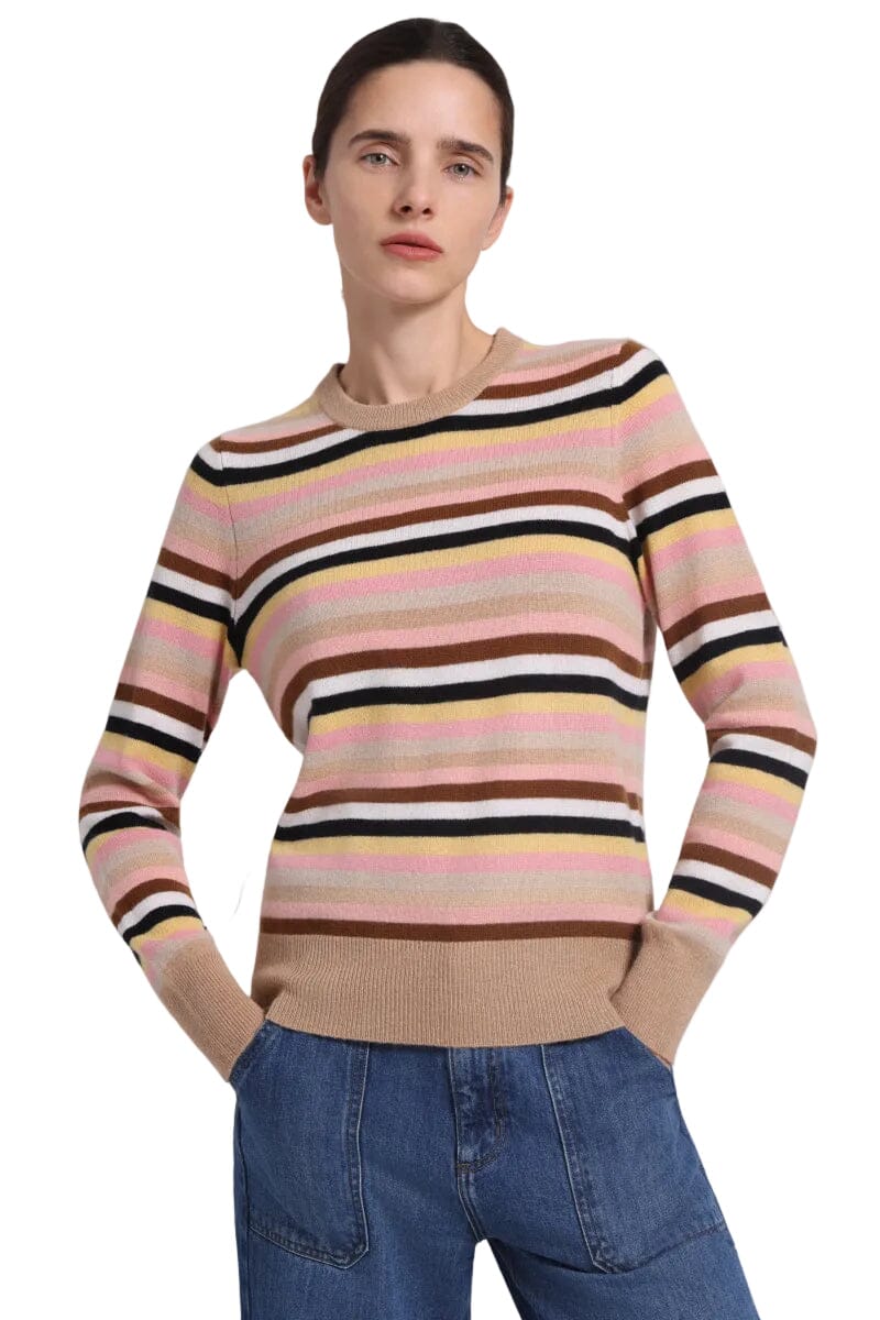 Long Sleeve Striped Crew Sweaters Minnie Rose