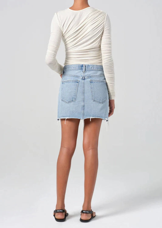 V-Waist Mini Skirt in Force-Denim-Uniquities