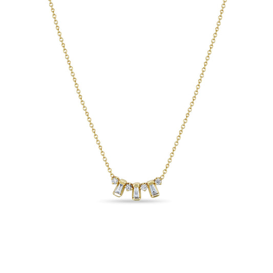 14k Tapered Baguettes Necklace-Jewelry-Uniquities