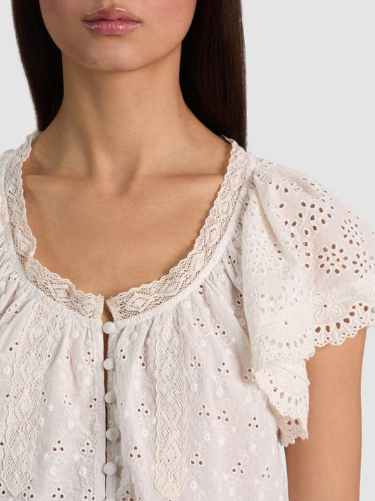 Odette Flutter Sleeve Top-Tops/Blouses-Uniquities
