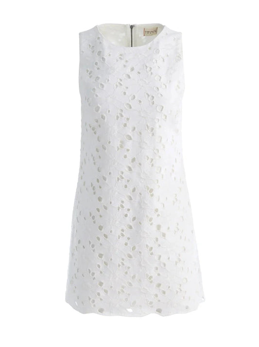 Clyde Eyelet Shift Dress-Dresses-Uniquities