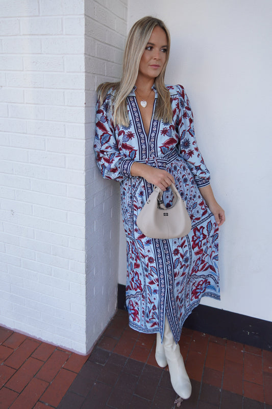 Marcelle Soft Blue Maxi Dress-Dresses-Uniquities