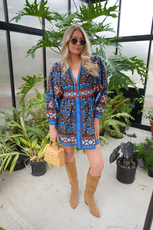 Latina Scarf Black Mini Dress-Dresses-Uniquities