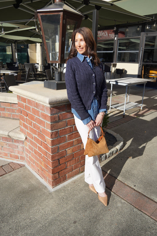 Cotton Crewneck Cardigan-Sweaters-Uniquities