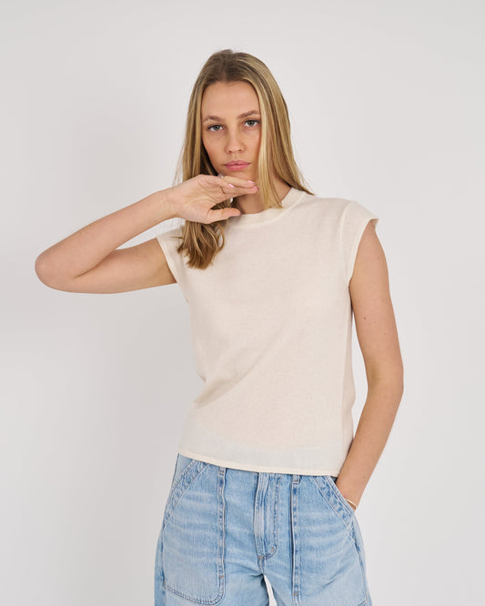 Avery Cashmere Solid Tee-Sweaters-Uniquities