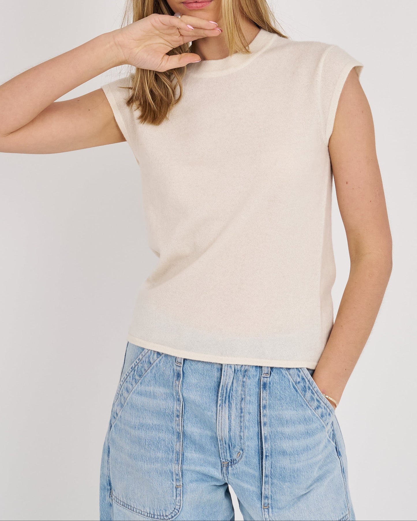 Avery Cashmere Solid Tee-Sweaters-Uniquities