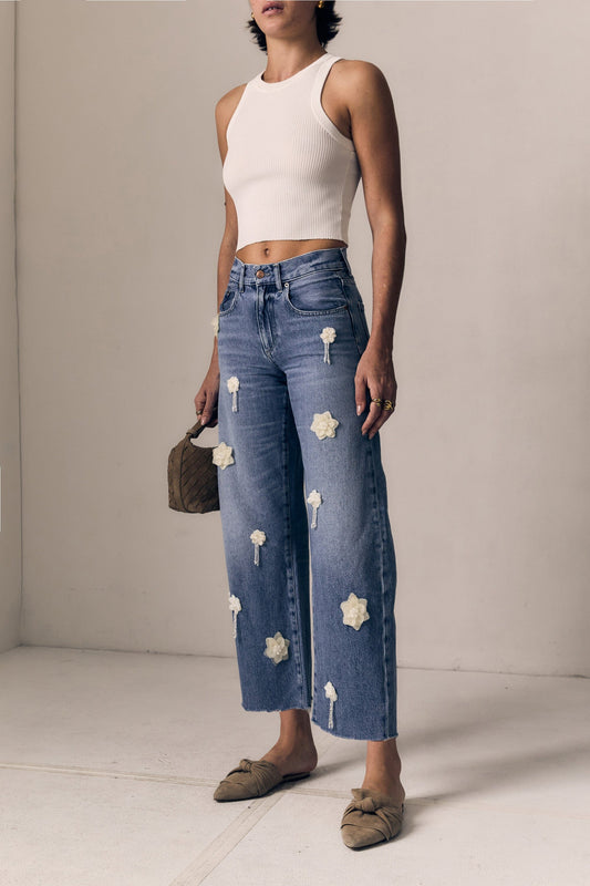 Flower Nomad Mid-Rise Ankle Jeans-Denim-Uniquities