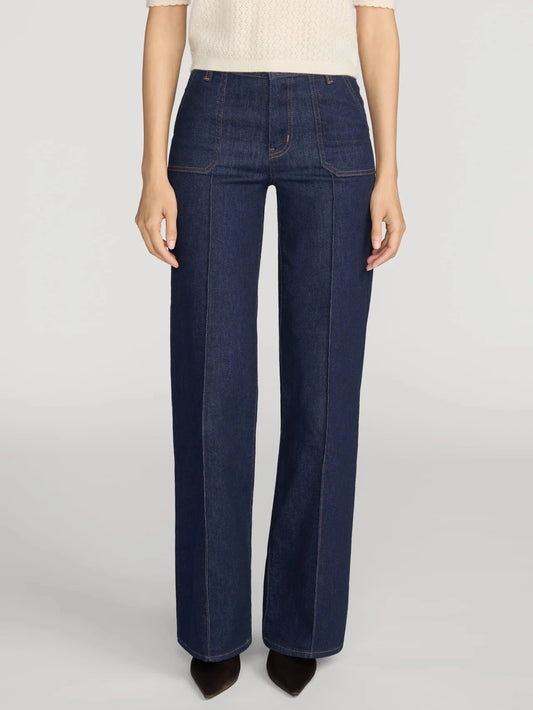 Le Slim Palazzo Pintuck Pocket-Denim-Uniquities