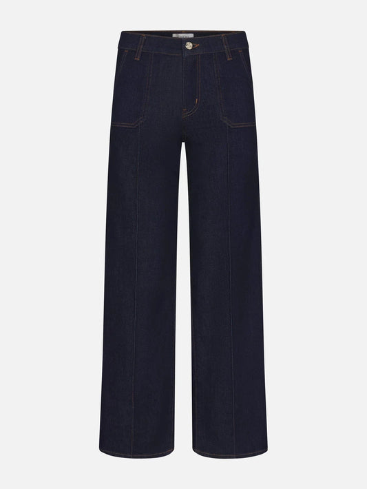 Le Slim Palazzo Pintuck Pocket-Denim-Uniquities