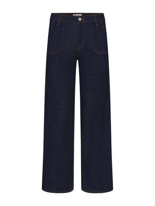 Le Slim Palazzo Pintuck Pocket-Denim-Uniquities