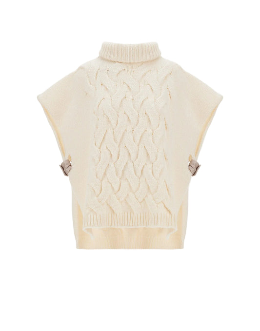 Braided Wool Blend Short Sleeve-Sweaters-Uniquities