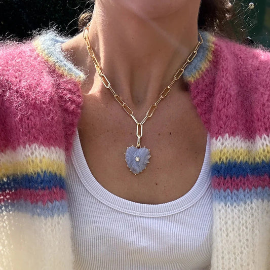 Malene Blue Lace Clip Necklace-Jewelry-Uniquities