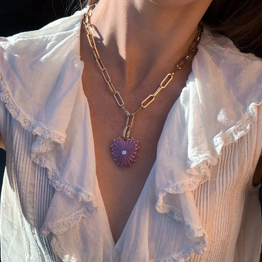 Malene Purple Mica Clip Necklace-Jewelry-Uniquities