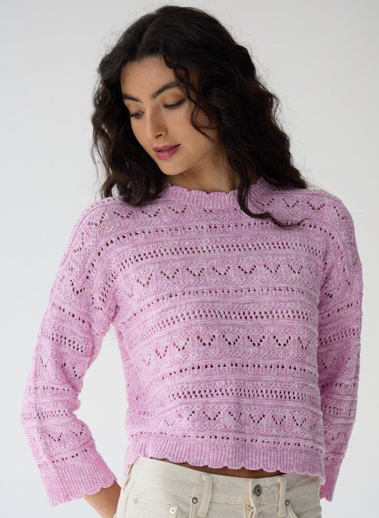 Scallop Edge Bell Sleeve Crew-Sweaters-Uniquities