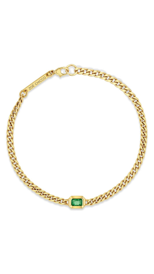 14k Curb Emerald Bracelet-Jewelry-Uniquities