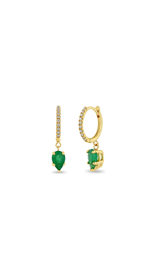 14k Pave Pear Emerald Earrings-Jewelry-Uniquities