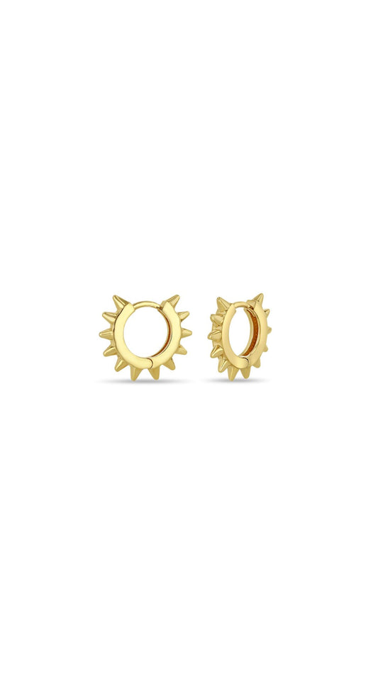 14k Spiked Hinge Huggie Earrings-Jewelry-Uniquities